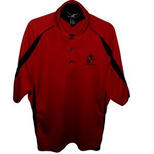 Mens Size XL Shirt Red Black Military USMC Loose Classic Polo Shirt EGA Emblem
